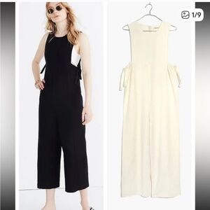 Madewell texture and thread cream side tie jumpsuit